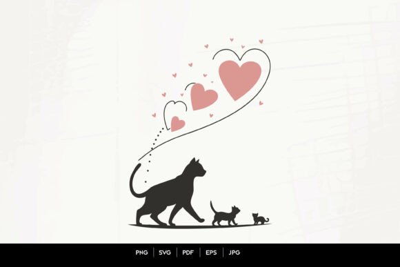 Cat Mom Love Line Art