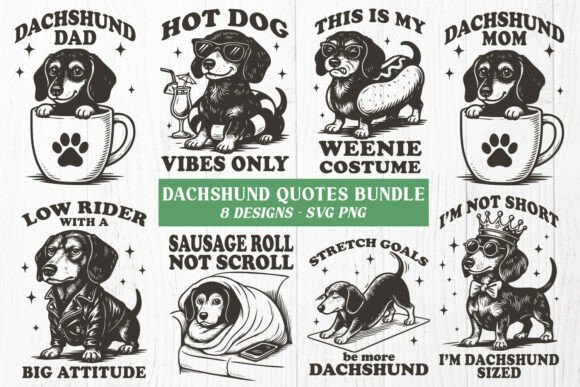 Dachshund SVG Bundle: 8 Funny Weenie Dogs That Stitch With Soul