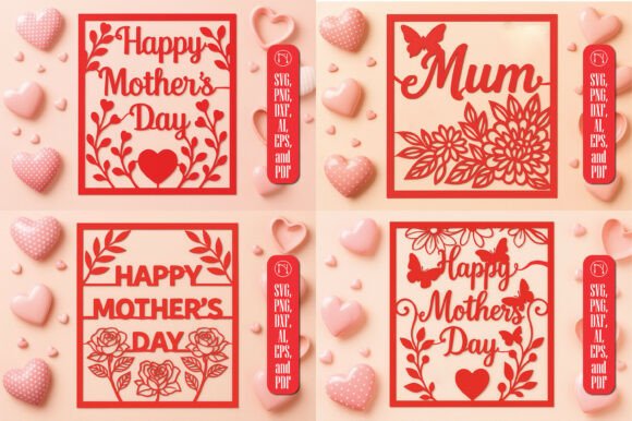 Mother’s Day Gift Card SVG Bundle in Embroidery